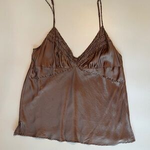 Brown/Taupe silk top from Gold Hawk